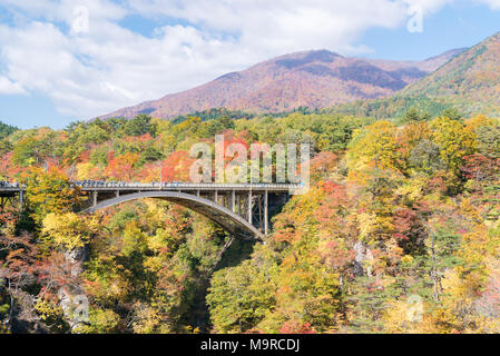 Naruko Gorge valley with rail tunnel in Miyagi Tohoku Japan Stock Photo