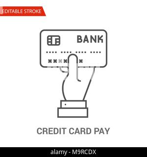Credit Card Pay Icon. Thin Line Vector Illustration - Adjust stroke weight - Expand to any Size - Easy Change Colour - Editable Stroke - Pixel Perfect Stock Vector