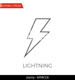Lightning Vector Icon. Thin Line Vector Illustration. Adjust stroke weight - Expand to any Size - Easy Change Colour - Editable Stroke Stock Vector