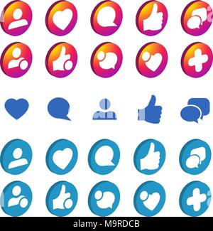 Trendy social network icons set Vector illustration.  Stock Vector
