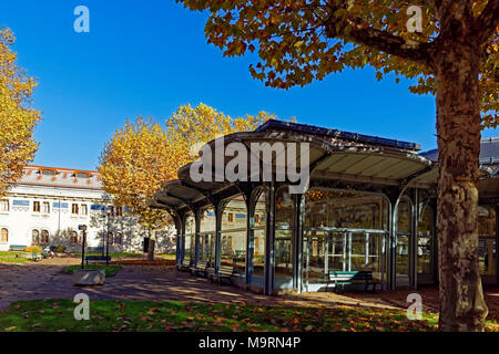 Europe, France, Auvergne, Vichy, avenue Thermale, gallery of the Sources, pump room of the springs, autumn, colour of the leaves, building, historical Stock Photo