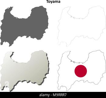 Toyama blank outline map set Stock Vector