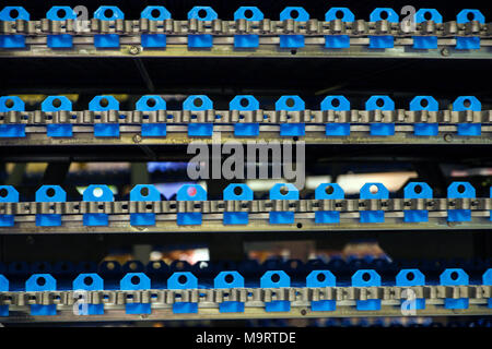 Empty conveyor belt for bread factory. Stock Photo