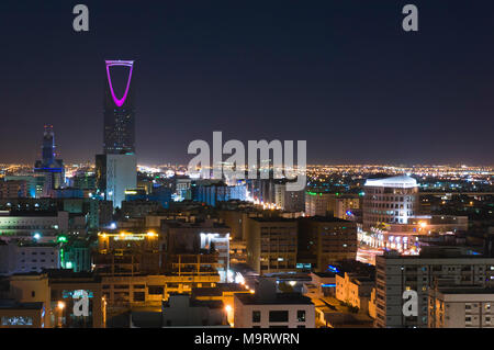 Riyadh Skyline Night Top View Stock Photo