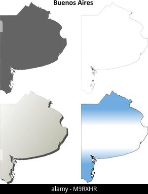 Buenos Aires blank outline map set Stock Vector