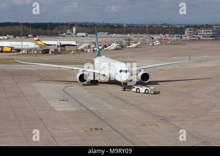 Airbus A350-941 airliner in the colours of Cathay Pacific the flag carrier of Hong Kong Stock Photo