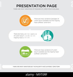 60 days, chronic disease, compliant presentation design template in orange, green, yellow colors with horizontal and rounded shapes Stock Vector