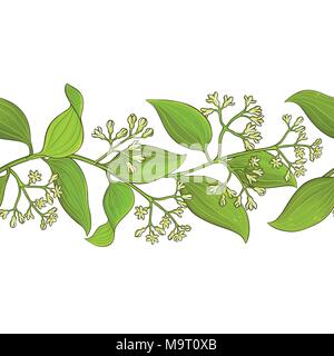 cinnamon branches vector pattern on white background Stock Vector