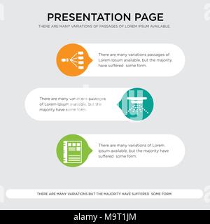 catalogue, sprinkler, intranet presentation design template in orange, green, yellow colors with horizontal and rounded shapes Stock Vector