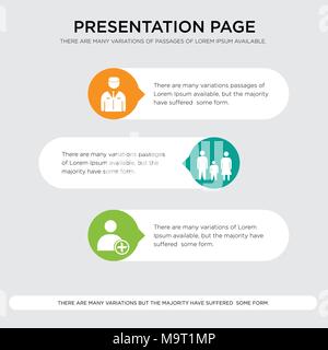 new employee, family transparent icion on white background, in black,, concierge presentation design template in orange, green, yellow colors with hor Stock Vector