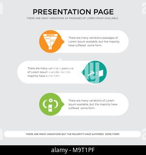 cashback, durable, marketing funnel presentation design template in orange, green, yellow colors with horizontal and rounded shapes Stock Vector