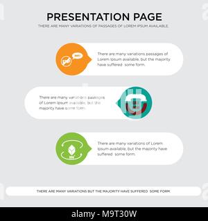 360 image, call now, oops presentation design template in orange, green, yellow colors with horizontal and rounded shapes Stock Vector