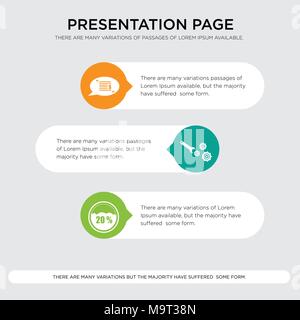 implement, statement presentation design template in orange, green, yellow colors with horizontal and rounded shapes Stock Vector