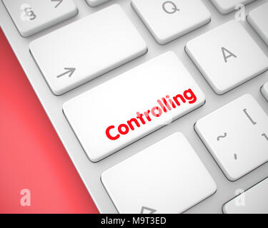 Controlling - Text on the White Keyboard Button. 3D. Stock Photo