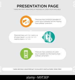 elevator, double d, coordination presentation design template in orange, green, yellow colors with horizontal and rounded shapes Stock Vector