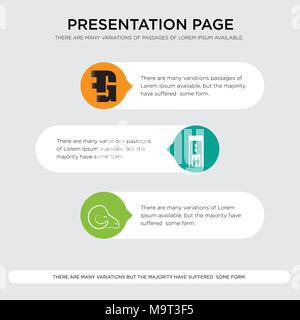 rams, elevator, gf presentation design template in orange, green, yellow colors with horizontal and rounded shapes Stock Vector