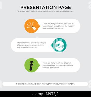 coordination, reach presentation design template in orange, green, yellow colors with horizontal and rounded shapes Stock Vector