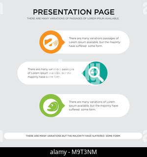 piranha, identify, coordination presentation design template in orange, green, yellow colors with horizontal and rounded shapes Stock Vector