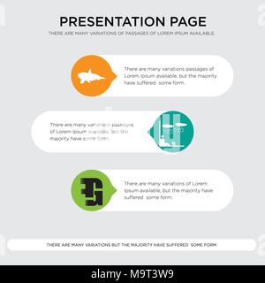 gf, survival, whale presentation design template in orange, green, yellow colors with horizontal and rounded shapes Stock Vector