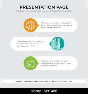 Folder, Increasing arrow, code settings presentation design template in orange, green, yellow colors with horizontal and rounded shapes Stock Vector