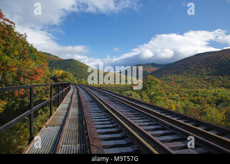 Frankenstein Trestle along the old Maine Central Railroad in Crawford Notch of the New Hampshire White Mountains during the autumn months. Since 1995  Stock Photo