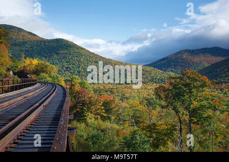 Frankenstein Trestle along the old Maine Central Railroad in Crawford Notch of the New Hampshire White Mountains during the autumn months. Since 1995  Stock Photo