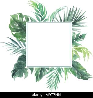 The isolated vector leaf border with square blank area wedding decoration card Stock Vector