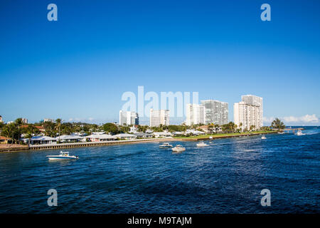 Shipping Channel in Fort Lauderdale Leaving Port Everglades Stock Photo