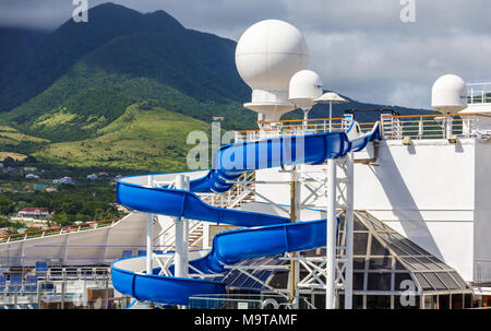 A blue Water Slide on Cruise Ship in St Kitts Stock Photo