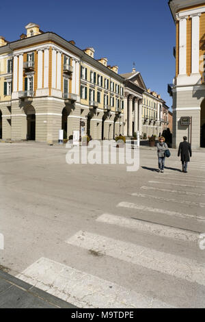 Via Roma leading off the Piazza Tancredi Galimberti, Cuneo, Italy. Stock Photo