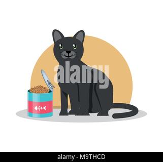 cat wirh can food vector illustration design Stock Vector
