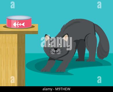 cat wirh can food vector illustration design Stock Vector