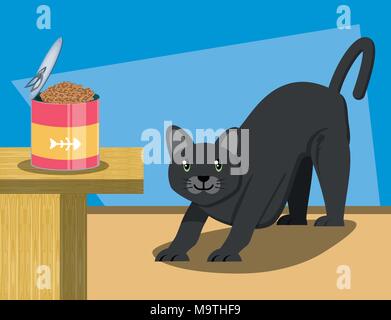 cat wirh can food vector illustration design Stock Vector