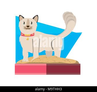 cat on sandbox icon vector illustration design Stock Vector