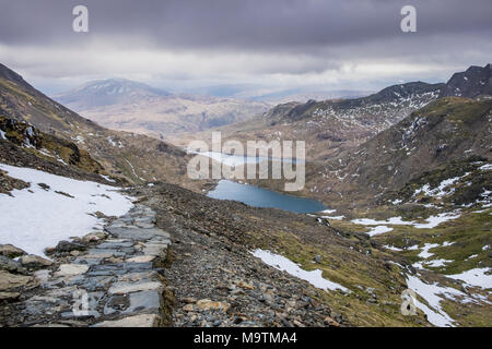 The Miners Path leading to Mount Snowdon, Snowdonia, North Wales, UK Stock Photo