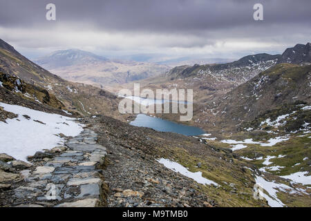 The Miners Path leading to Mount Snowdon, Snowdonia, North Wales, UK Stock Photo