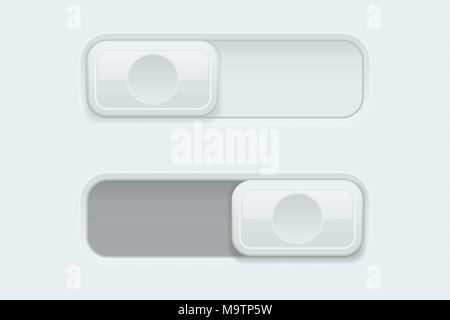 On and Off white plastic slider buttons Stock Vector
