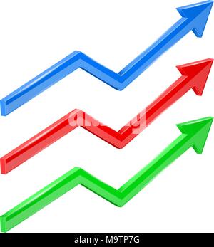 Colored financial up moving arrows. Rising trend Stock Vector