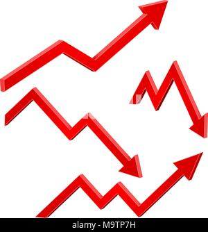 Red financial up and down moving arrows. Rising and falling trends Stock Vector