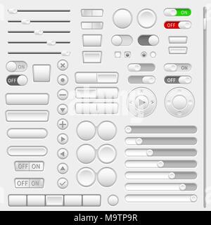 Set of interface navigation buttons, sliders, media buttons Stock Vector