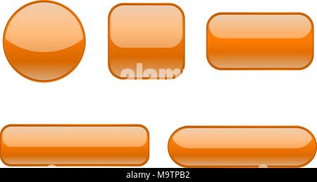 Orange buttons. Collection of matted shaped signs Stock Vector