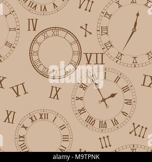 Time background. Clocks on beige background Stock Vector