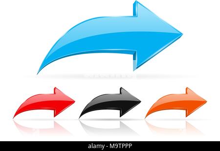 Colored 3d shiny arrows. Web signs Stock Vector