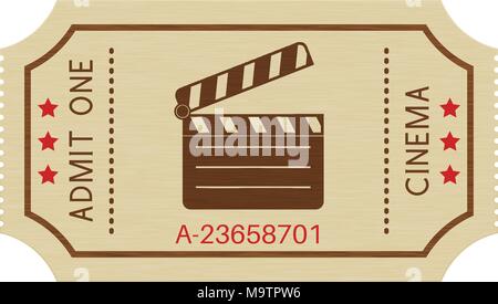 Cinema paper ticket. Old retro styled ticket Stock Vector