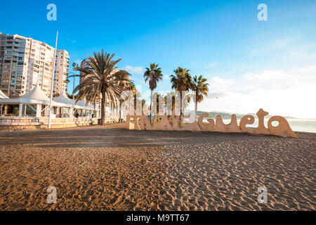 Malaga famous public beach Stock Photo