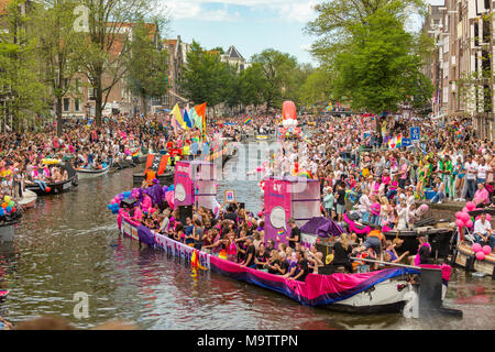 Amsterdam Canal parade 2017 in the Prinsengracht Amsterdam Stock Photo