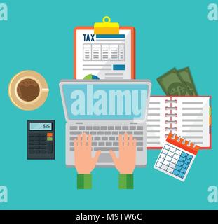 tax day time set icons vector illustration design Stock Vector