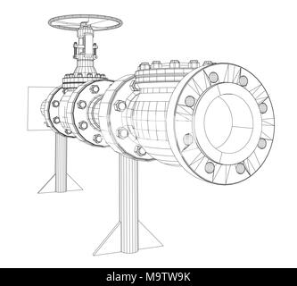 Wire-frame industrial valves Stock Photo