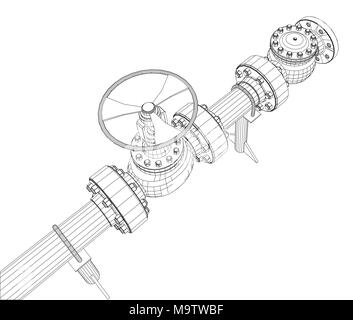 Wire-frame industrial valves Stock Photo