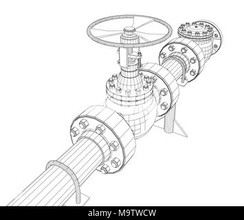 Wire-frame industrial valves Stock Photo